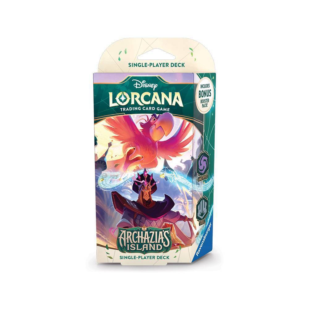Disney Lorcana Trading Card Game: Archazia's Island Single Player Deck: Amethyst & Steel Iago & Jafar