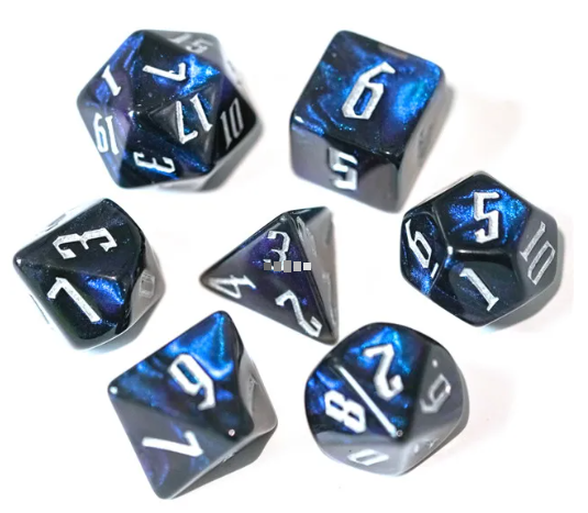 Acrylic Black & Blue Glitter Dice