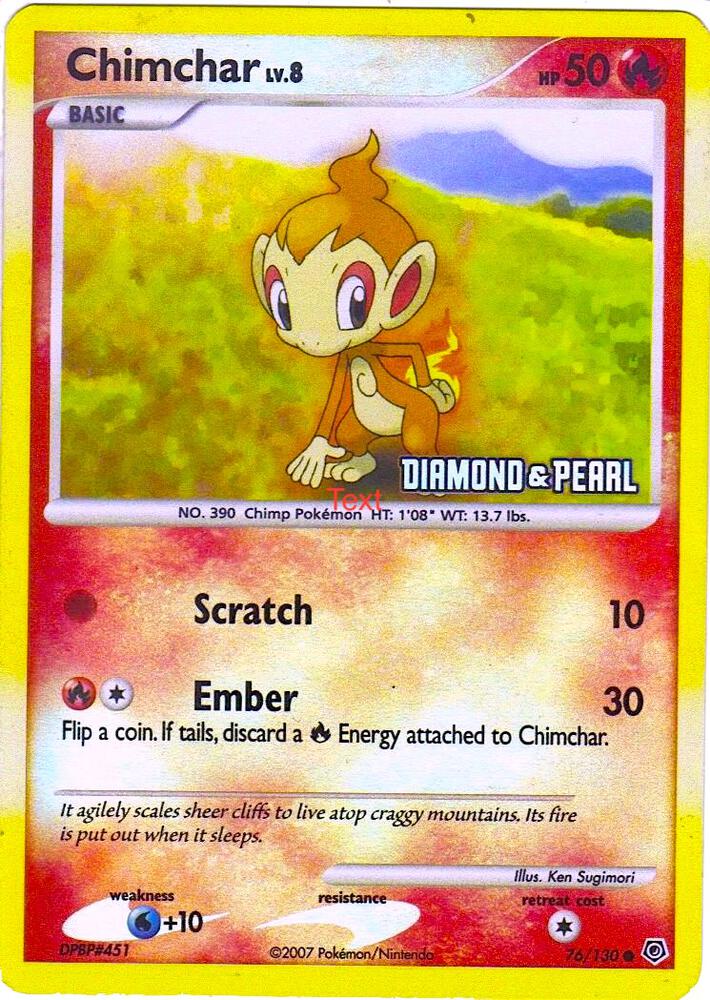 Chimchar - 76/130 [Diamond & Pearl] | Burger King Promos #076/130