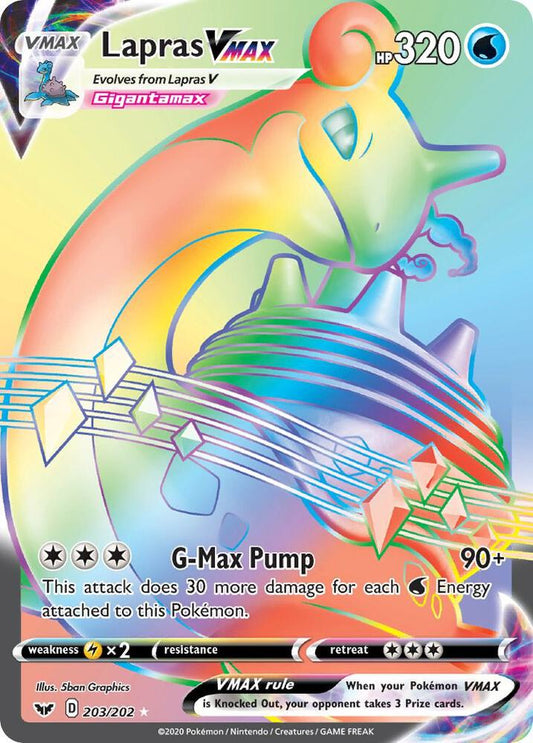 Lapras VMAX (Secret) | SWSH01: Sword & Shield Base Set #203/202