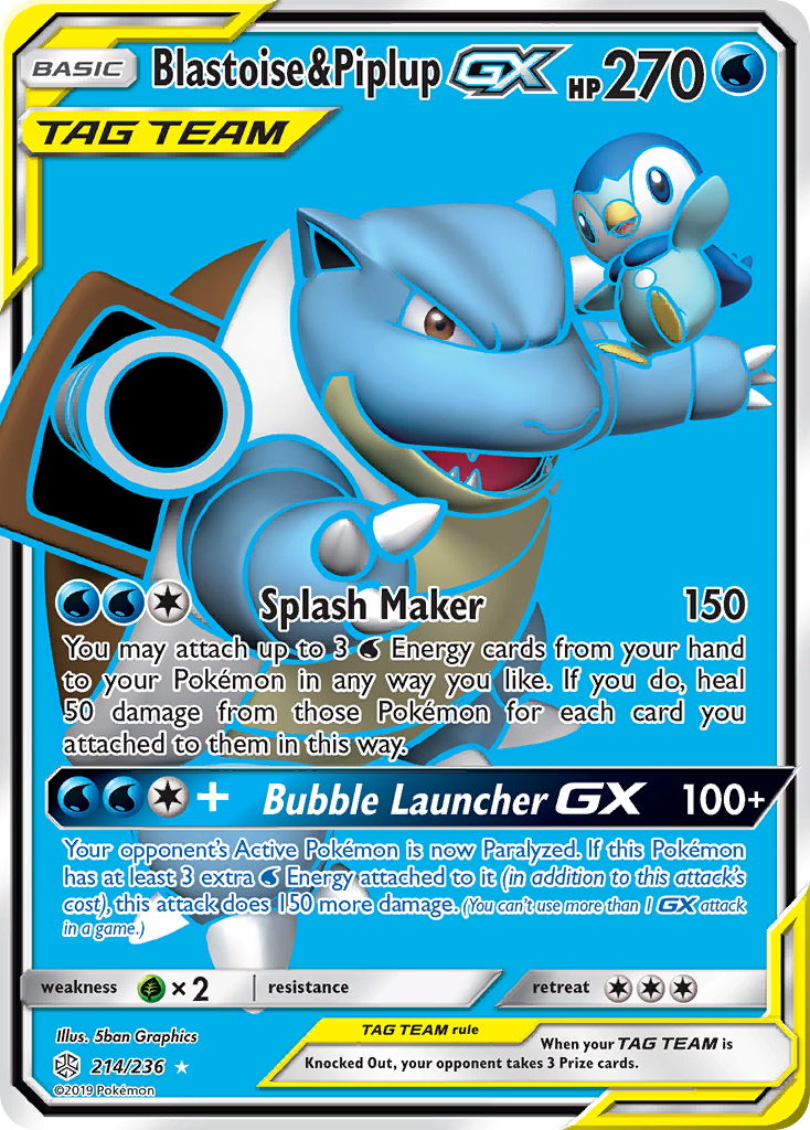Blastoise & Piplup-GX | Cosmic Eclipse #214 [holofoil]