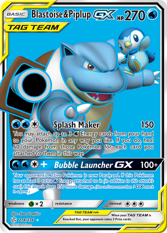 Blastoise & Piplup-GX | Cosmic Eclipse #214 [holofoil]