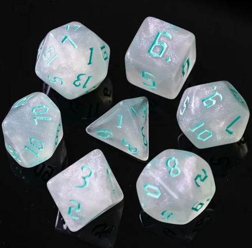 Acrylic Mint Glitter Dice