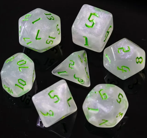 Acrylic Mint Glitter Dice