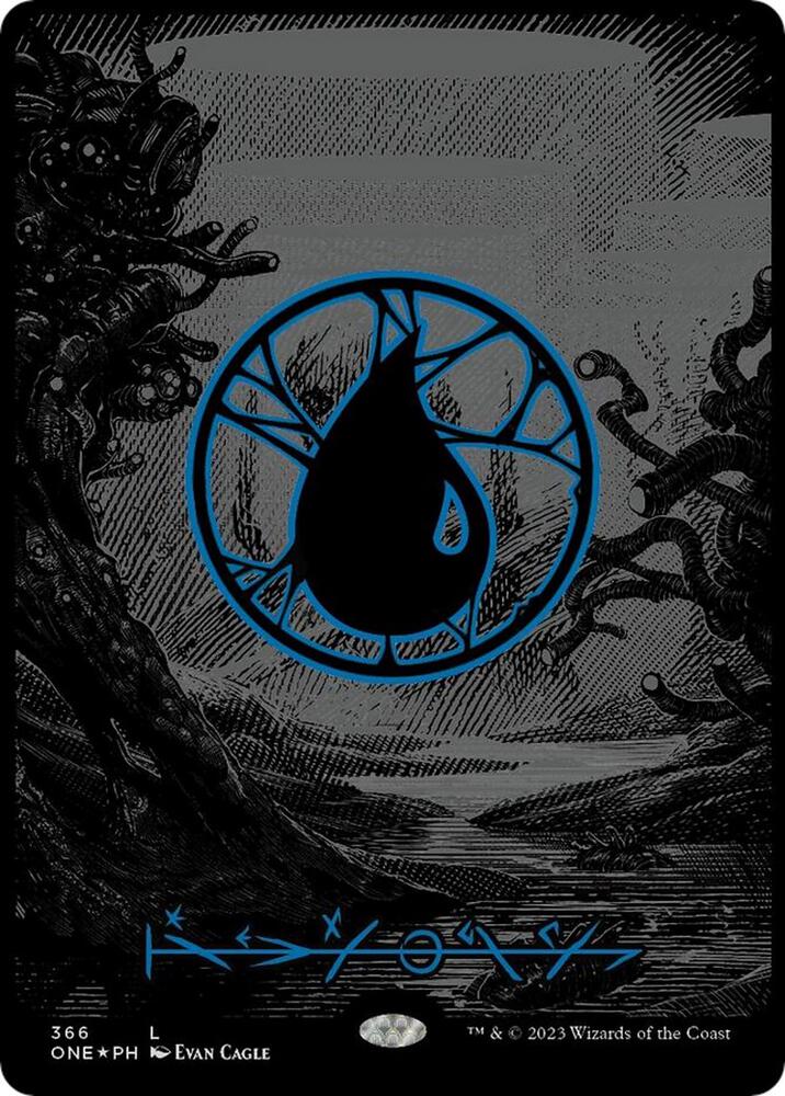 Island (Phyrexian) - Full Art (Oil Slick Raised Foil) | Phyrexia: All Will Be One #366