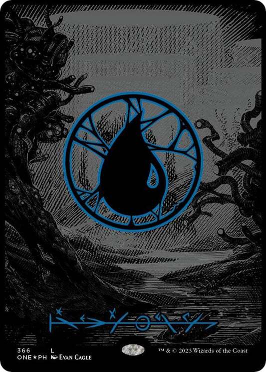 Island (Phyrexian) - Full Art (Oil Slick Raised Foil) | Phyrexia: All Will Be One #366