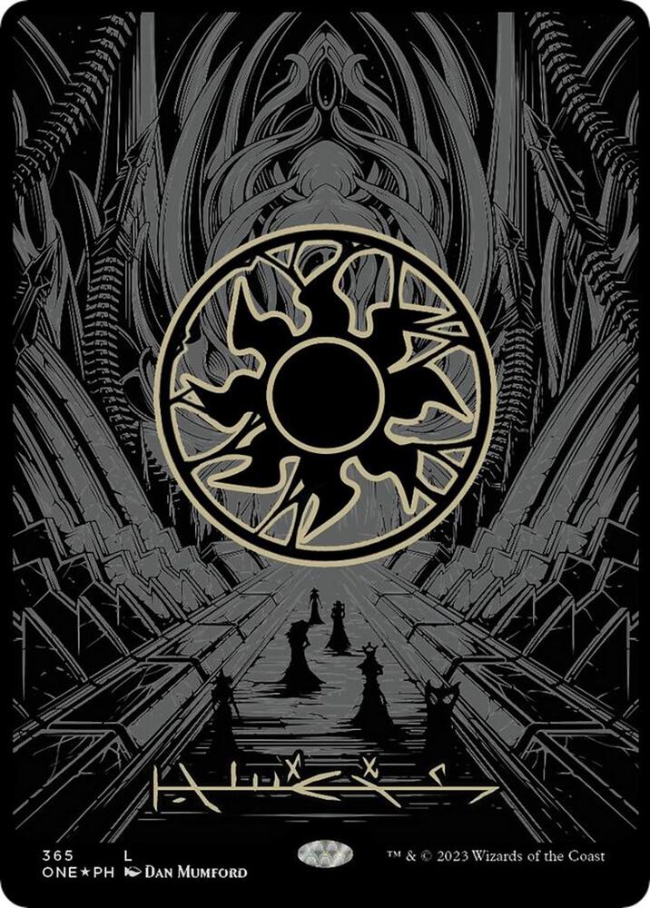Plains (Phyrexian) - Full Art (Oil Slick Raised Foil) | Phyrexia: All Will Be One #365