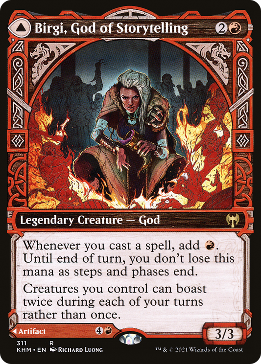 Birgi, God of Storytelling // Harnfel, Horn of Bounty | Kaldheim #311