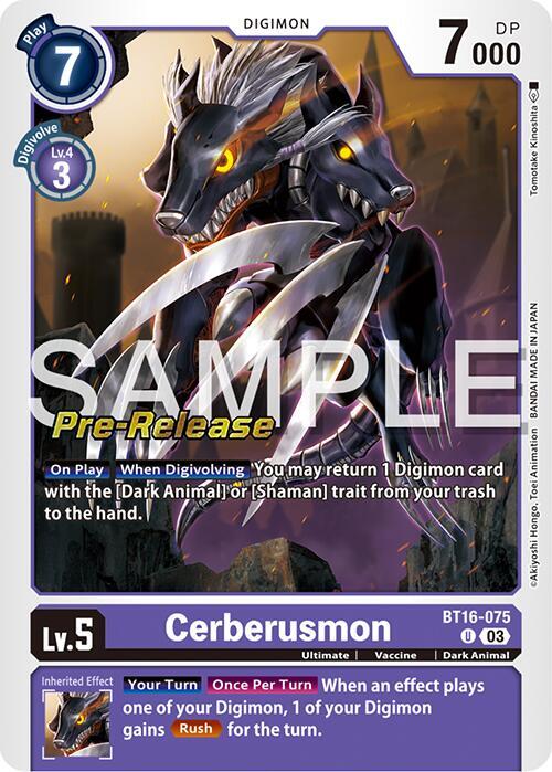Cerberusmon | Beginning Observer Pre-Release Cards #BT16-075 U