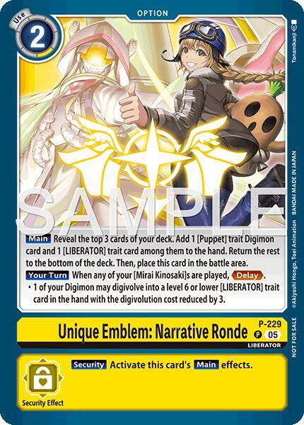 Unique Emblem: Narrative Ronde (Dawn of Liberator Box Topper) | Digimon Promotion Cards #P-229 P