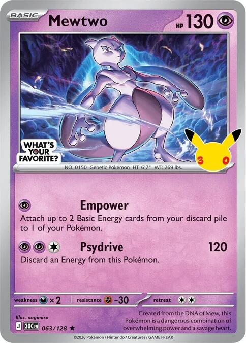 Mewtwo - 063/128 (What's Your Favorite Stamp) | Miscellaneous Cards & Products #063/128